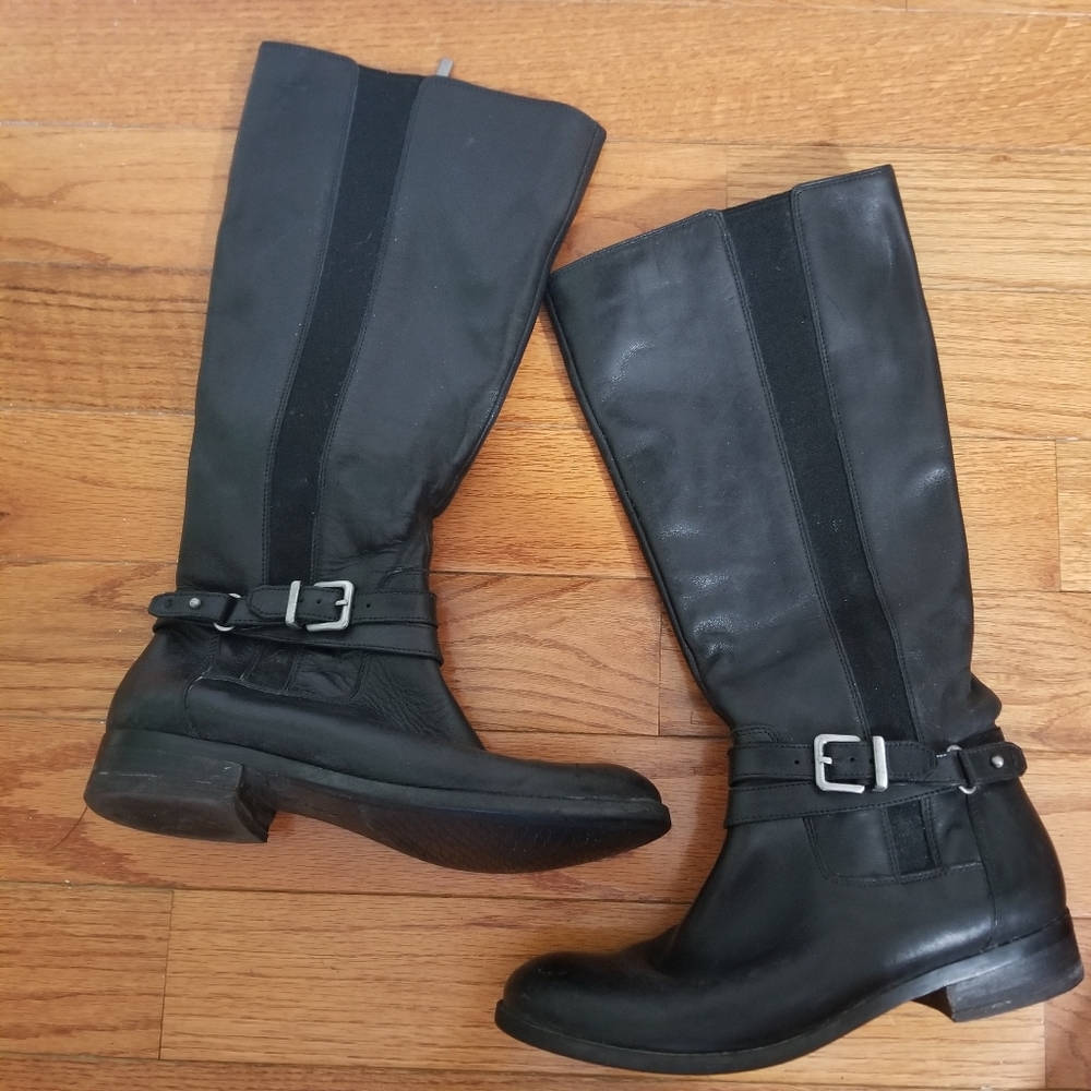 Clarks Pita Vienna Black Leather Riding Boots Size 8.5